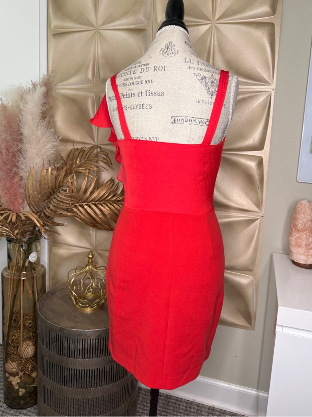 Armani Exchange One-Shoulder Red Ruffle Dress - Picture 2 of 3